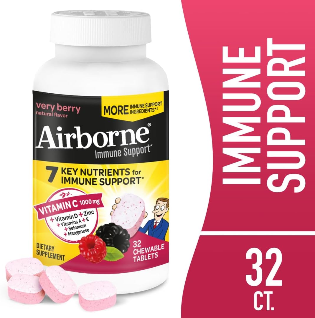 Airborne Vitamin C 1000mg Very Berry Chewable Tablets, 32 Count - görsel 7