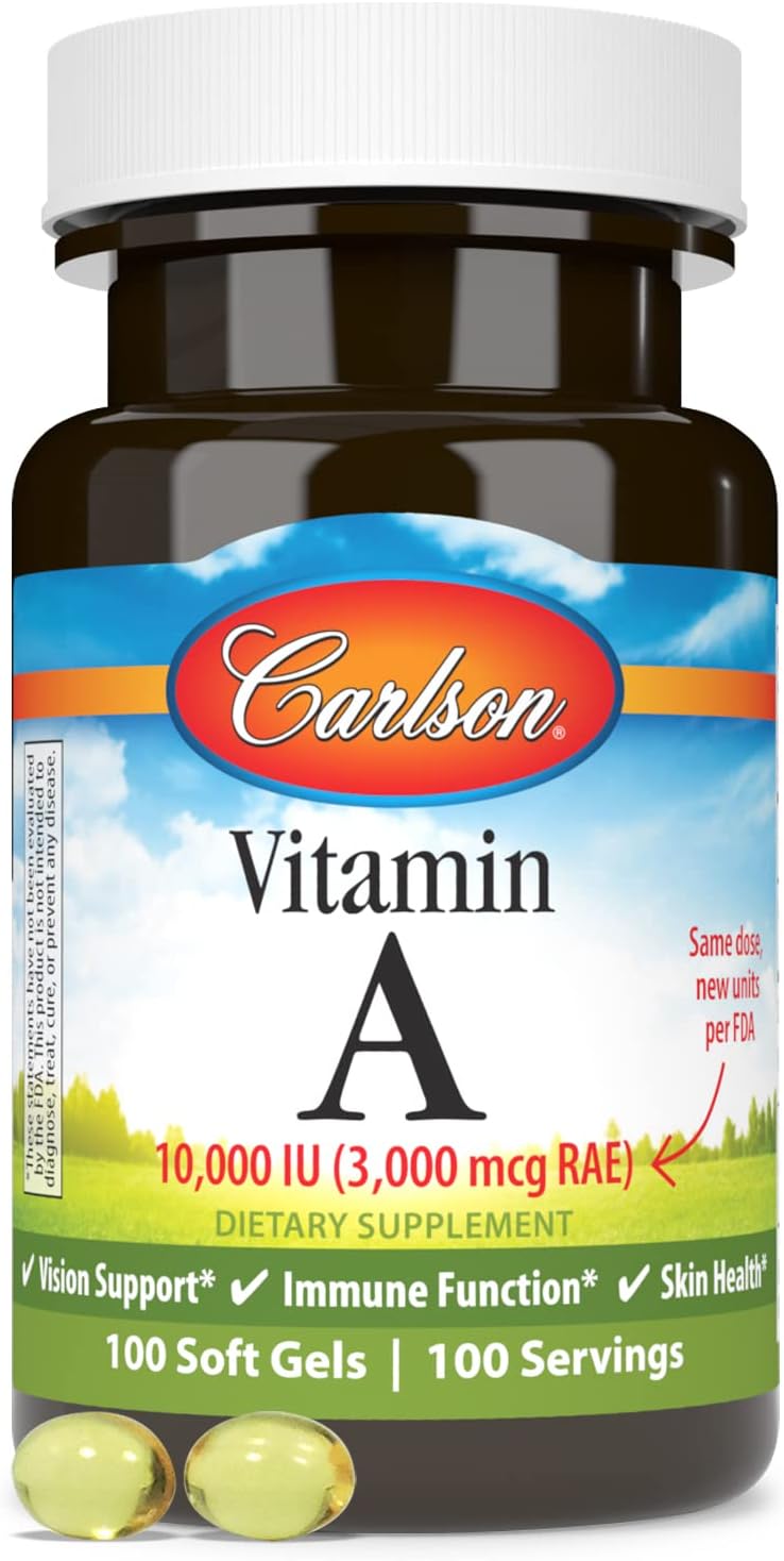 Carlson Vitamin A 10000 IU (3000 mcg RAE) - Vision & Skin Health Supplement - görsel 5