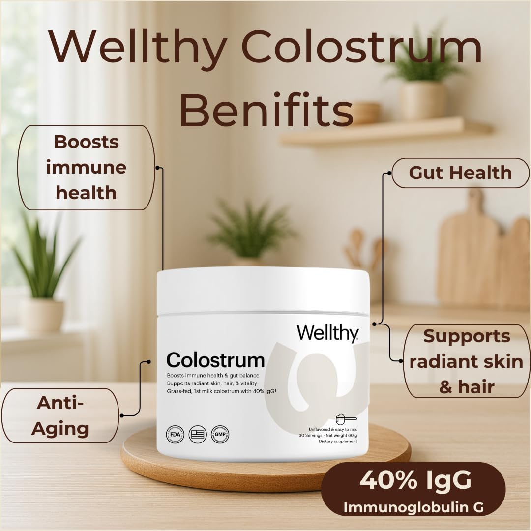 Wellthy Colostrum Powder – Grass-Fed, 40% IgG – Immune, Gut & Skin Support – 30 Servings - görsel 4