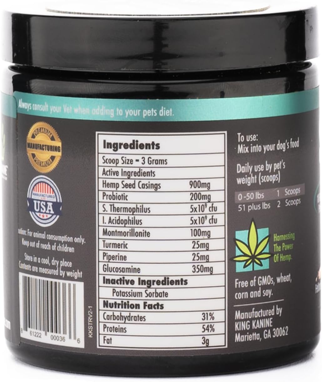 King Kanine Strong Plus Probiotic, Protein & Joints - Organic Powder for Dogs (170 g) - görsel 2
