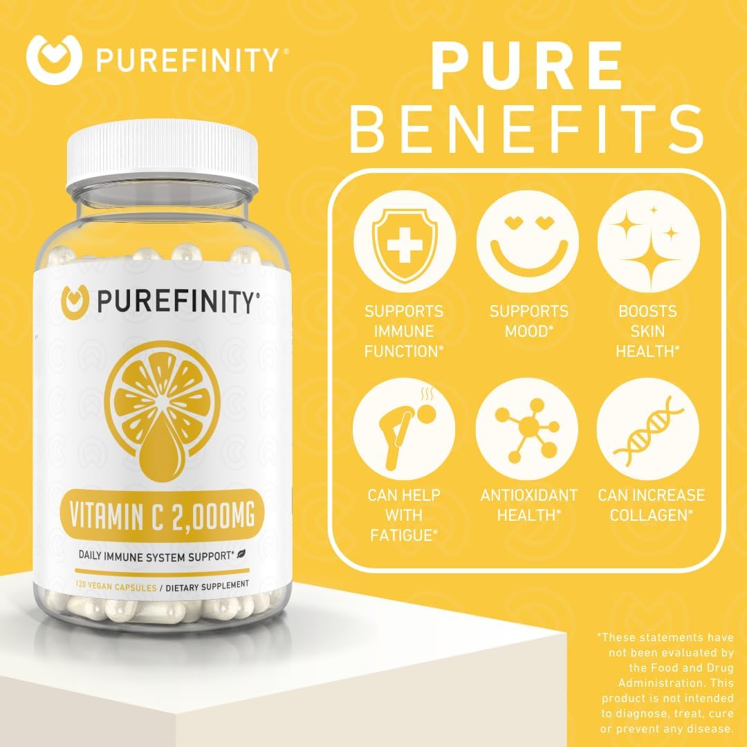 PUREFINITY Vitamin C 2000mg Capsules – Double Strength, High Absorption, 120 Capsules - görsel 3