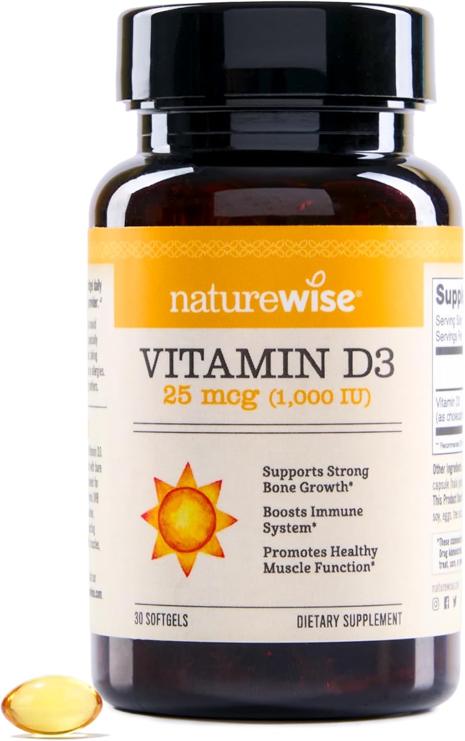 NatureWise Vitamin D3 1000 IU (25 µg) 30-Day Supply - görsel 1