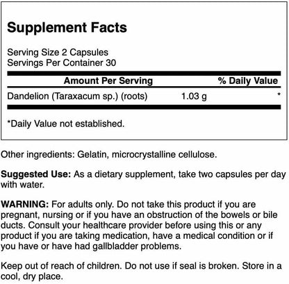 Swanson Dandelion Root 515 mg, 60 Capsules
