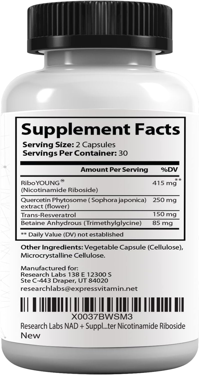 Research Labs NAD+ Supplement – Proprietary Formula with RiboYOUNG™ (120 Capsules) - görsel 5