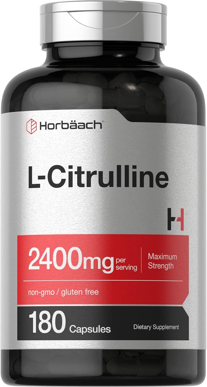 Horbaach L-Citrulline 2400mg – 180 Capsules – Maximum Strength Free Form Amino Acid Supplement - görsel 1