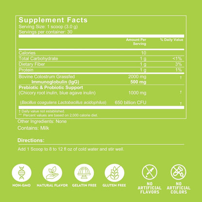 VITINITY Grass Fed Bovine Colostrum Powder – Natural IgG Supplement for Gut Health, Immune Support & Muscle Recovery | Pure Colostrum Superfood, Unflavoured (90g)