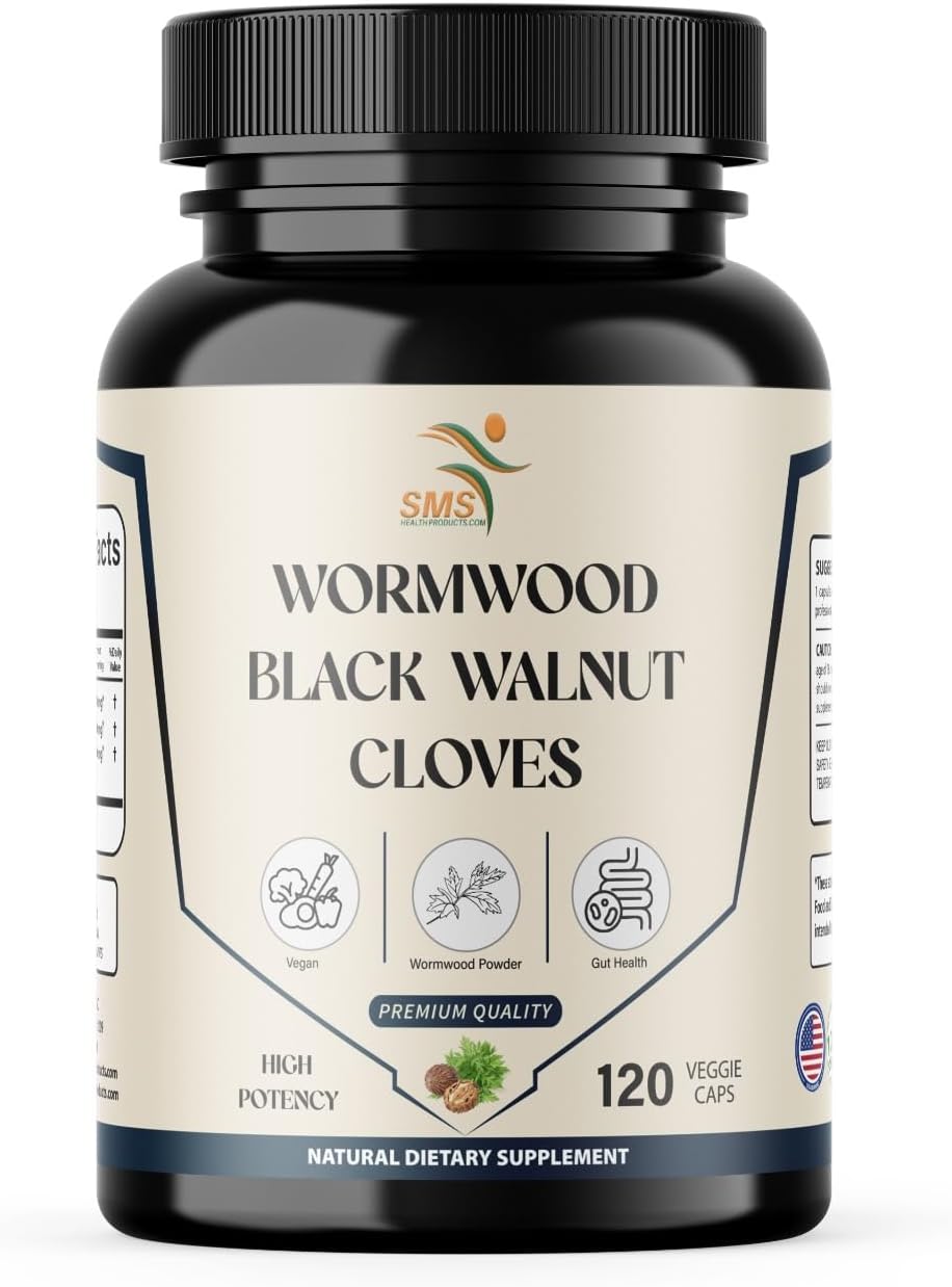 Wormwood, Black Walnut & Clove Capsules – No Fillers, Herbal Support, 120 Vegetable Capsules - görsel 1