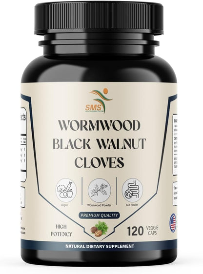Wormwood, Black Walnut & Clove Capsules – No Fillers, Herbal Support, 120 Vegetable Capsules
