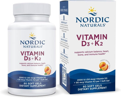 Nordic Naturals Vitamin D3 + K2, Orange Taste - 60 Soft gel capsules