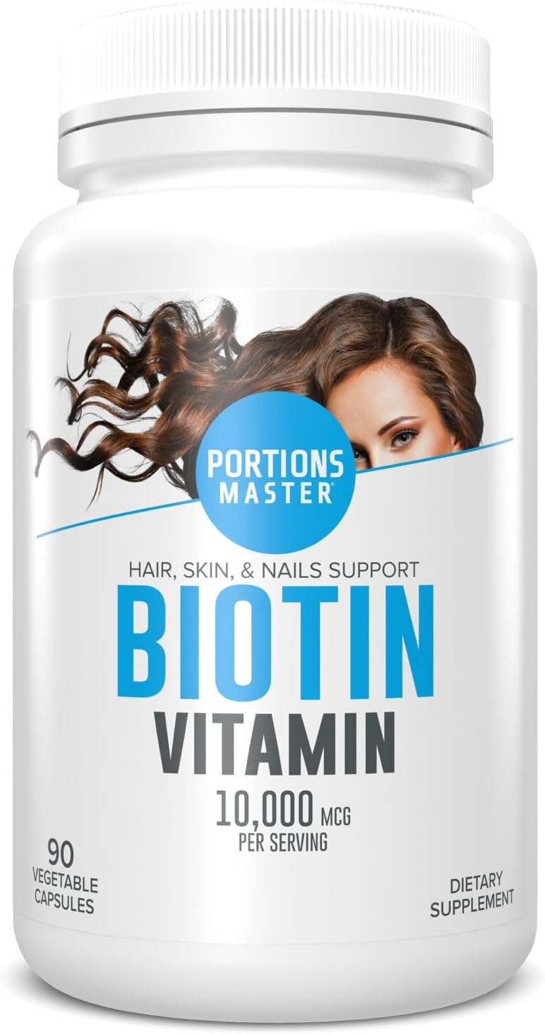 Portions Master Biotin 10000mcg, Hair, Nails and Skin - 90 Vegetarian Capsules - görsel 1