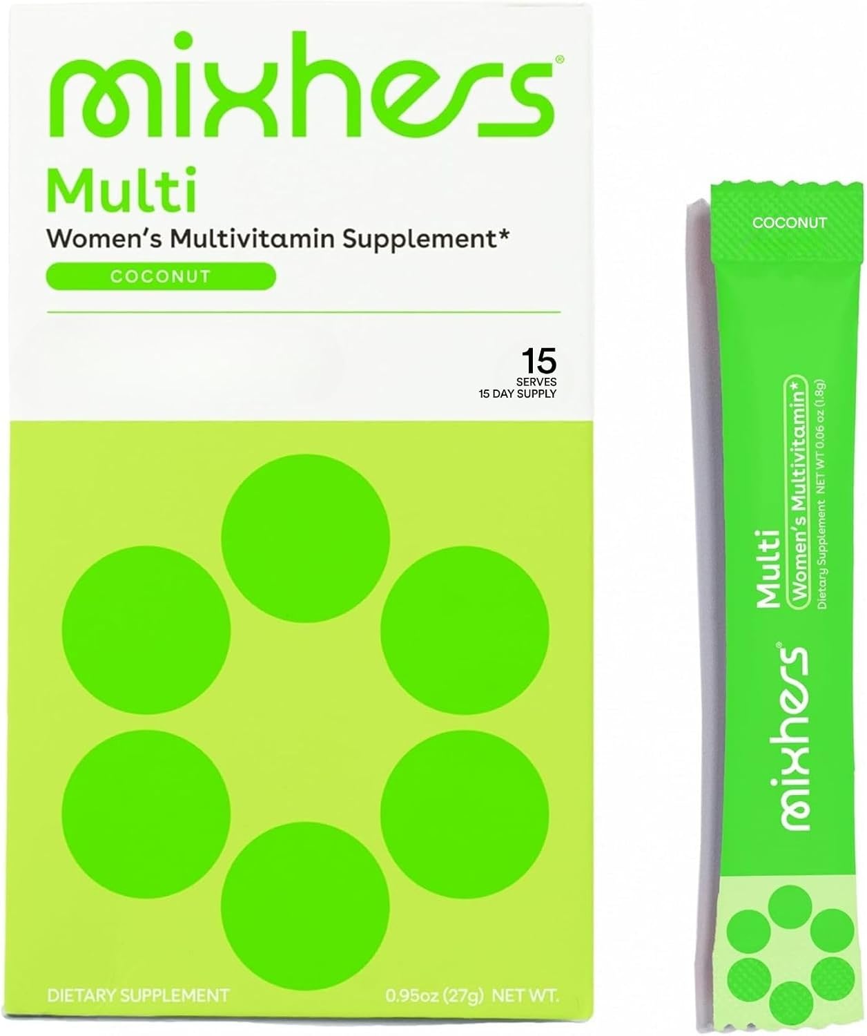 MIXHERS Multi - Women's Multivitamin Drink Mix - Coconut - 15 Packets - görsel 1