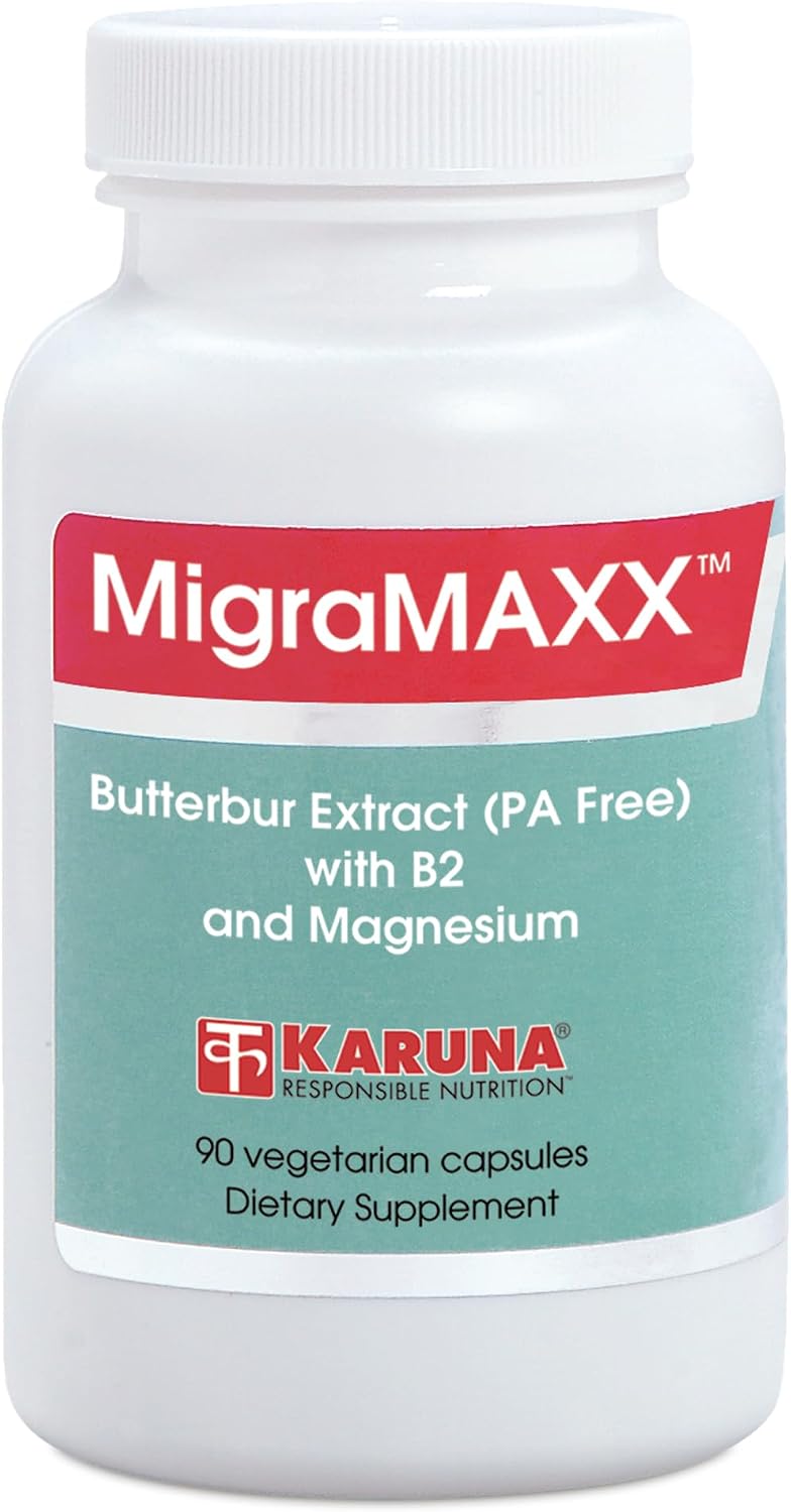 Karuna MigraMAXX - Triple-Action Head Discomfort Support with Butterbur, Magnesium, and Vitamin B2 - 90 Vegetarian Capsules - görsel 1