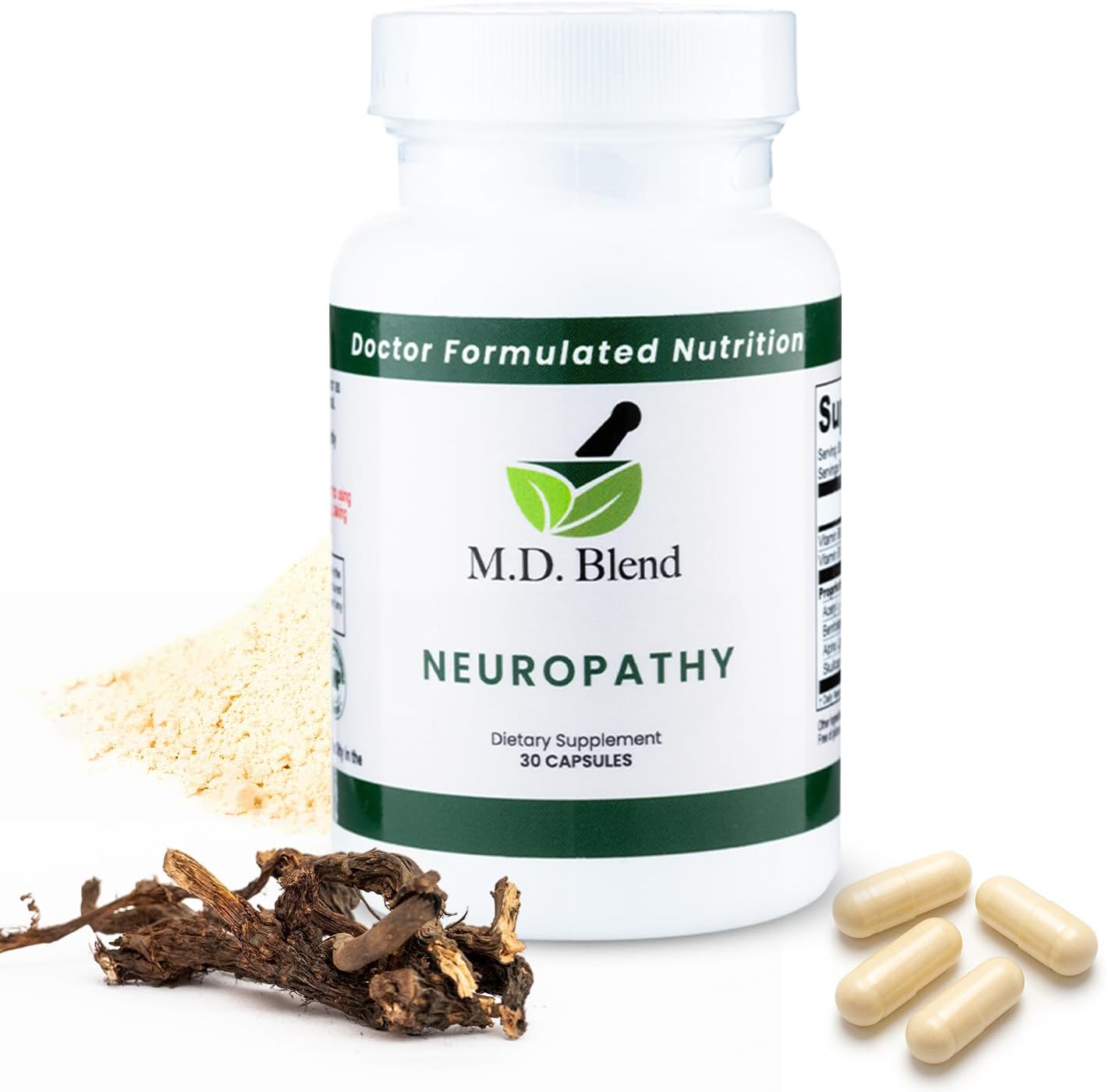 Neuropathy - Natural Blend for Nerve Support: Alpha Lipoic Acid, Acetyl L-Carnitine, Vitamins B6 & B12, Skullcap Root, 30 Capsules - görsel 1