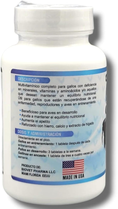 Gallomix Poultry Multivitamin Tablets – for Roosters and Chickens – for Animal Uses Only – 100 Tablets