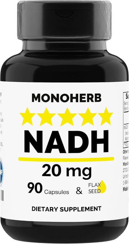 MONOHERB NADH 20 mg Food Supplement - 90 Vegan Capsules