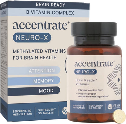 Neuro X Complete Vitamin B Complex - Active Multivitamin with L-Methylfolate, Adenosylcobalamin, and P5P for Brain Health - 30 Tablets