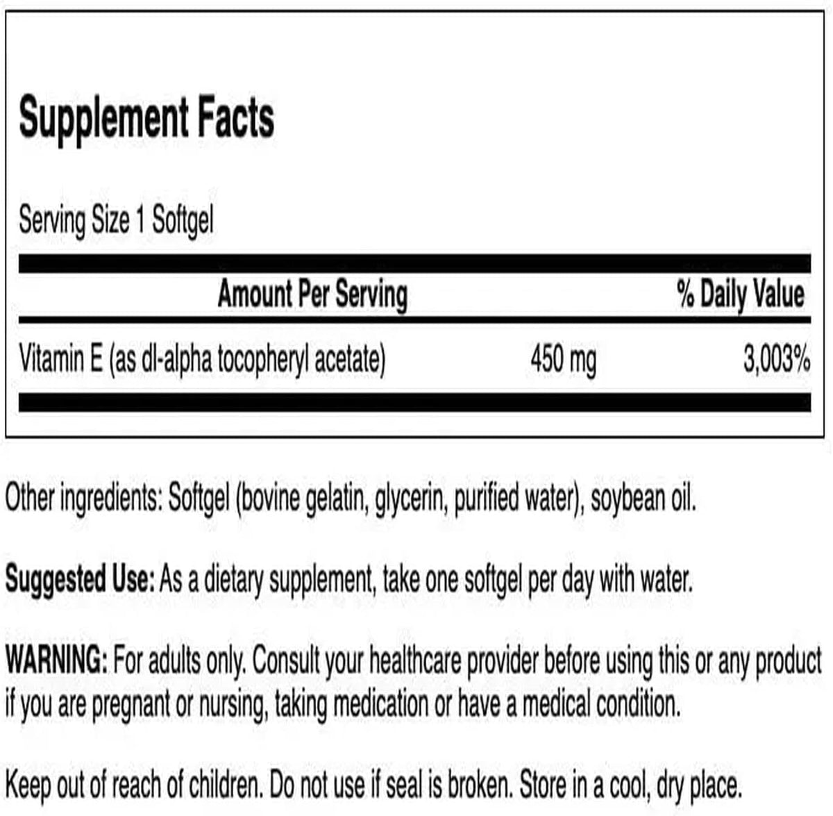 Swanson Vitamin E 1000 IU (450 mg) 60 Soft Capsules - görsel 2