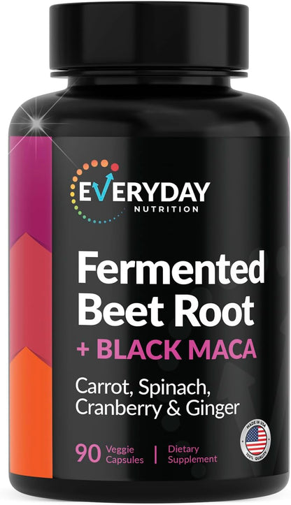 Organic Fermented Beet Root and Black Maca Capsules - Superfood Blend for Energy and Wellness