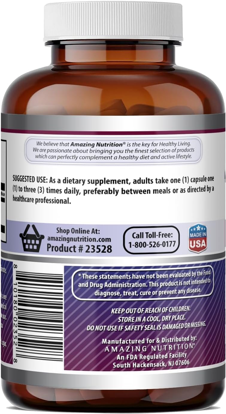 Amazing Formulae L-Tyrosine 500 mg Capsules - Amino Acid Supplement - Non-GM, Gluten-free - 3 Pack (180 Count) - görsel 4