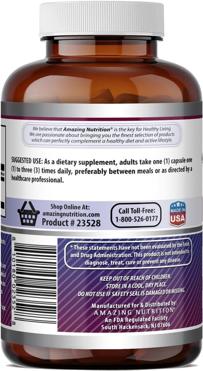 Amazing Formulae L-Tyrosine 500 mg Capsules - Amino Acid Supplement - Non-GM, Gluten-free - 3 Pack (180 Count)