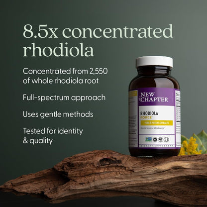 New Chapter Rhodiola Force 300mg – Vegan Adaptogen for Mental Focus & Stress Support