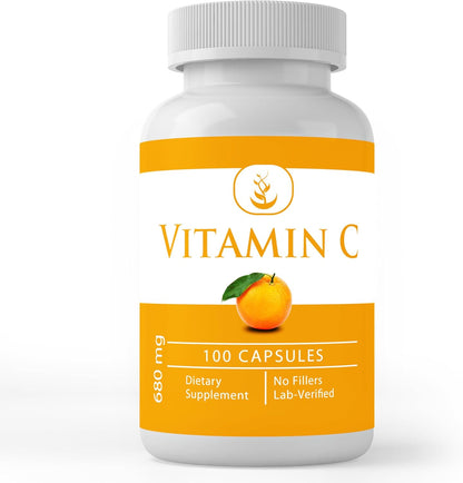 PURE ORIGINAL INGREDIENTS Vitamin C – 100 Capsules, No Additives or Fillers