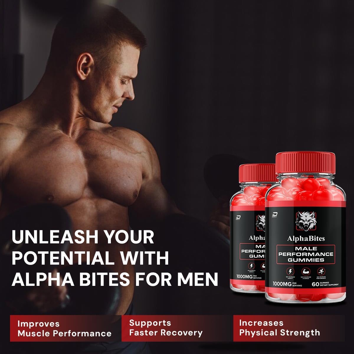 Alpha Bites for Men Gummies – Advanced Formula for Muscle Growth and Overall Health (60 Gummies) - görsel 3