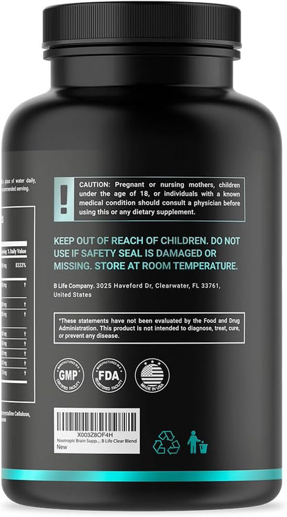 Lion’s Mane Mushroom Capsules – Memory, Focus & Clarity – Nootropic Brain Supplement with Ashwagandha, Thiamin (B1), Magnesium L-Threonate – Cognitive and Brain Support for Mental Energy, 240 Caps
