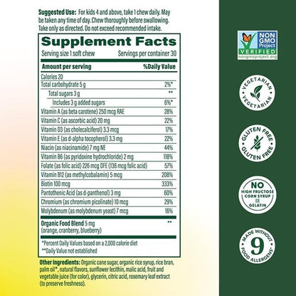 MegaFood One Daily Kids Multivitamin Soft Chews – Grape Flavour (30 Chews, 2 Pack)
