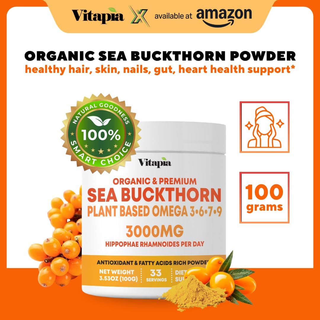 Organic Sea Buckthorn Extract Powder – Natural Omega 7, 3, 6, 9 for Heart, Skin & Immune Support | 100g - görsel 3