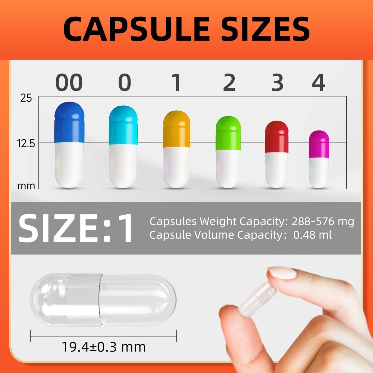 Empty Capsules Size 1 - 100 Count Vegan Capsules for DIY Capsule Filling - görsel 4
