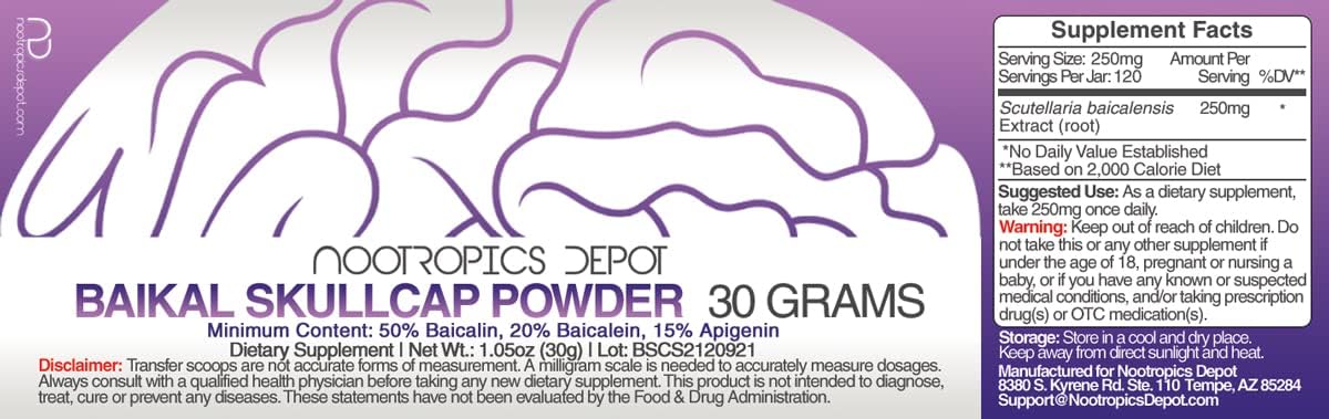 Baikal Skullcap Extract Powder | 30 Grammes | Standardised to Apigenin, Baicalein, Baicalin - görsel 2