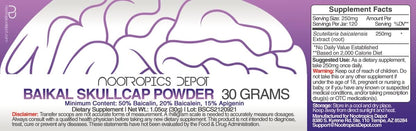 Baikal Skullcap Extract Powder | 30 Grammes | Standardised to Apigenin, Baicalein, Baicalin