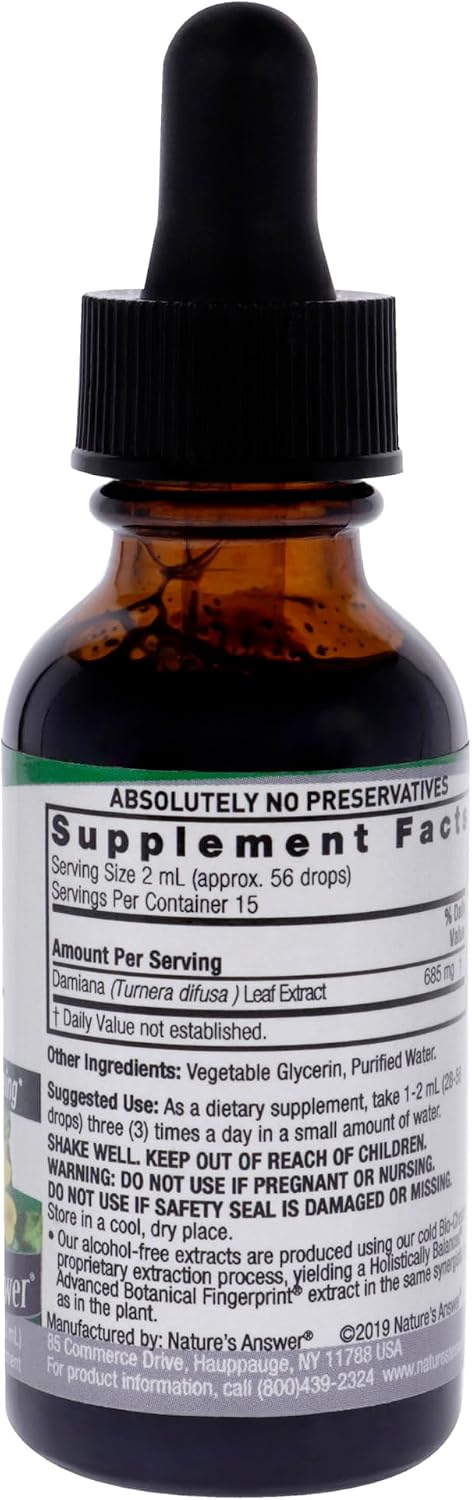 Nature's Answer Damiana Extract Alcohol-Free, 2,500 mg, 30 ml - görsel 2