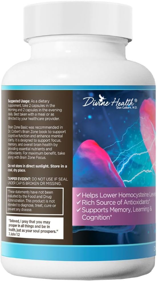 Divine Health Brain Zone Basic – Active B-Vitamins, Trimethylglycine, Curcumin – 120 Capsules - görsel 6