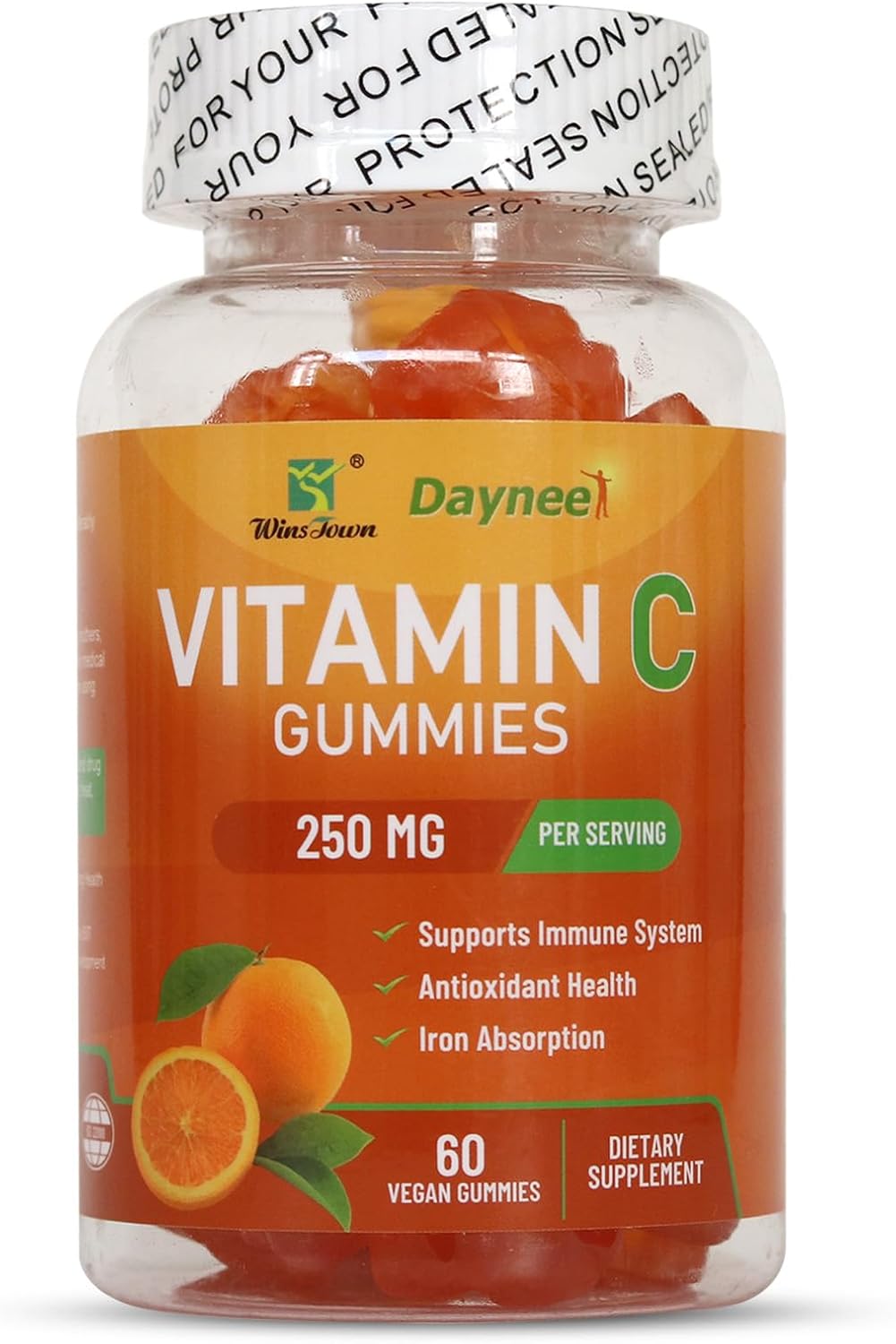 Wins Town Vitamin C Gummies 250mg, Immune & Antioxidant Support, 60 Gummies - görsel 1