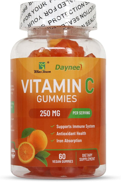 Wins Town Vitamin C Gummies 250mg, Immune & Antioxidant Support, 60 Gummies