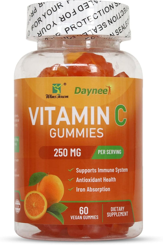 Wins Town Vitamin C Gummies 250mg, Immune & Antioxidant Support, 60 Gummies