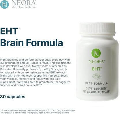 NEORA EHT Brain Formula – with EHT Extract, B6, B12, Vitamin D, Alpha Lipoic Acid and Huperzine-A