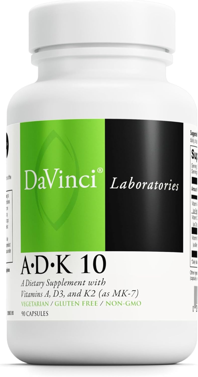 DAVINCI Labs ADK 10 | Vitamin A, D3 & K2 (MK-7) Supplement for Normal Bone and Immune Function | 90 Capsules - görsel 1