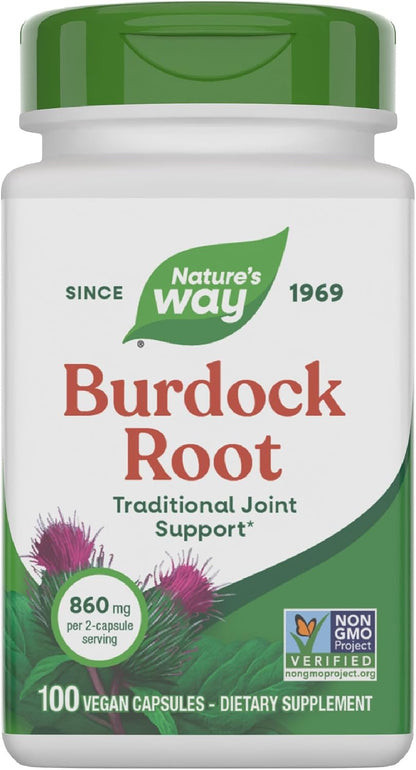 Nature's Way Burdock Root, Traditionally Used for Joint Health, 100 Vegan Capsules (Packaging May Vary)