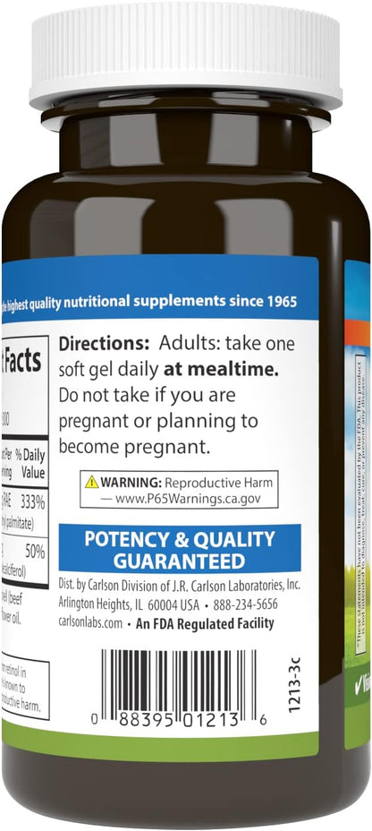 Carlson A & D, 10,000 IU Vitamin A & 400 IU Vitamin D3, 300 Soft Gels