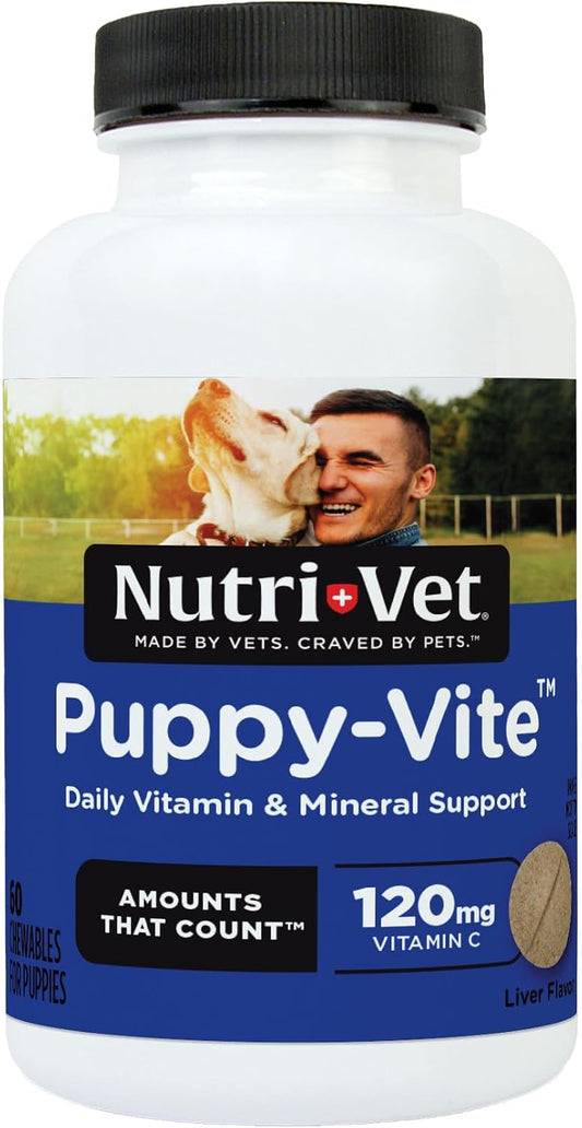 Nutri-Vet Puppy-Vite Chewables for Puppies - Daily Dog Multivitamin with Essential Nutrients, 60 Count