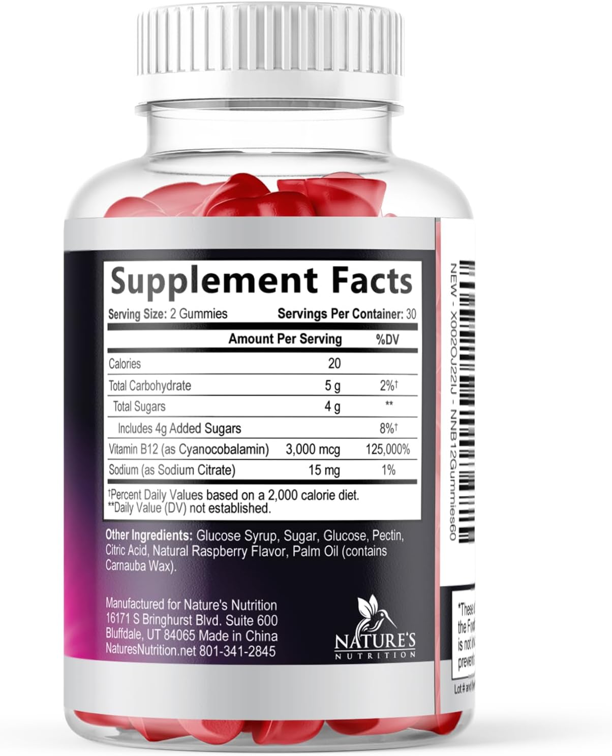Vitamin B12 Energy Gummies - 3000 mcg Extra Strength - Berry Flavour - 60 Gummies - görsel 9