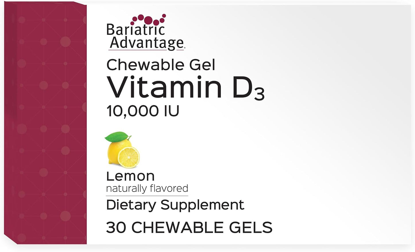 Bariatric Advantage Vitamin D3 Chewable Gels, 10,000 IU – Bone Health Support for Bariatric Patients – Natural Lemon Flavour – 30 Count - görsel 1