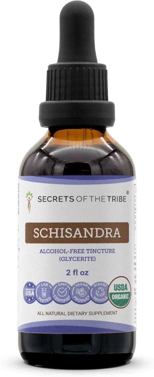Secrets of the Tribe Schisandra USDA Organic Alcohol-Free Extract, High-Potency Herbal Drops, 60 ml