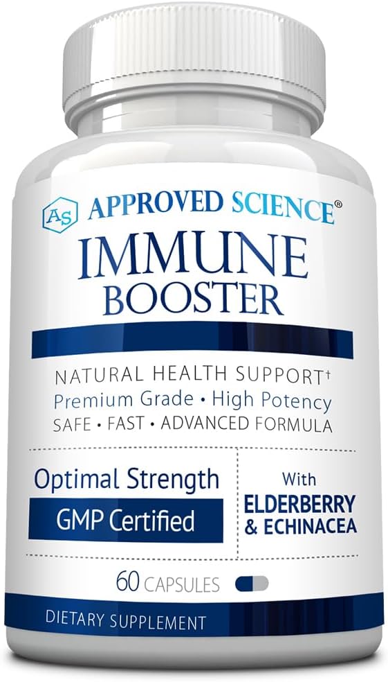 Approved Science Immune Booster - Extra Strength Support - Elderberry, Echinacea, Vitamin D3 & C, Zinc - All Natural - 60 Capsules - görsel 1