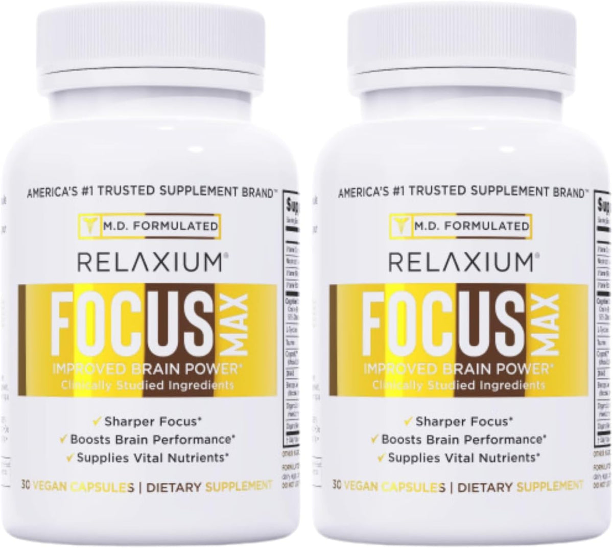 Relaxium FocusMax, Brain & Focus Health Supplement - 30 Vegan Capsules - 2-Pack - görsel 1