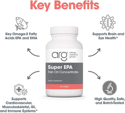 ARG Super EPA - Concentrated Omega-3 Fish Oil - 720 mg EPA & 480 mg DHA - 60 Softgels