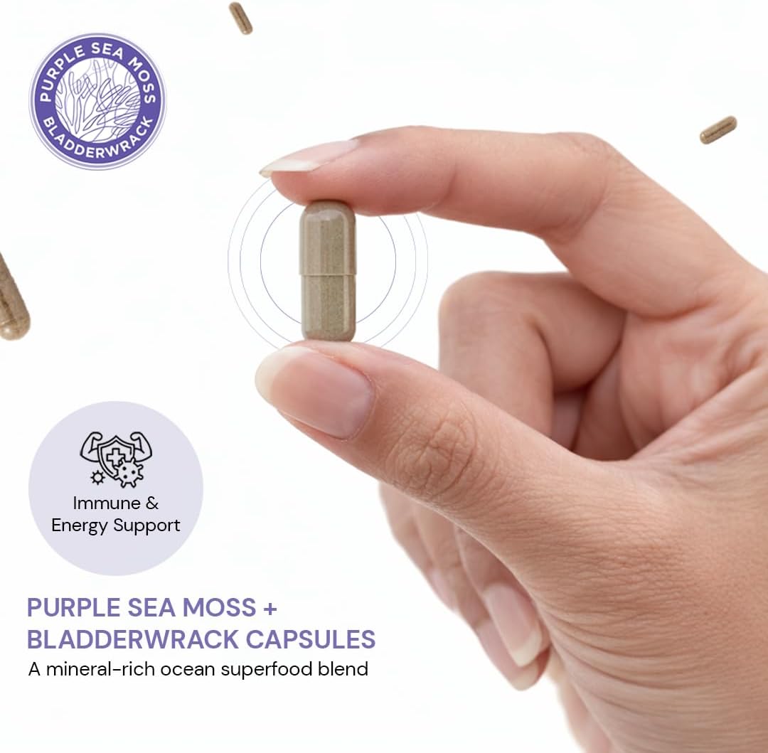 BocaHeal Purple Sea Moss + Bladderwrack Capsules, 2202mg, 60 Capsules - görsel 5